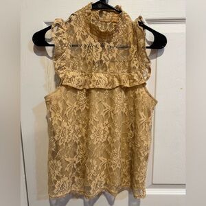 bleuh ciel Cream Lace Ruffle Camisole